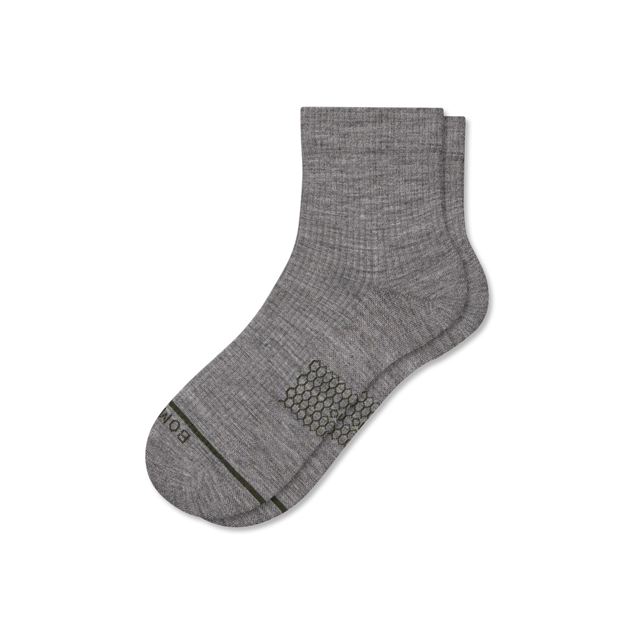 Men's Merino Wool Blend Modern Rib Quarter Socks - Soft Step