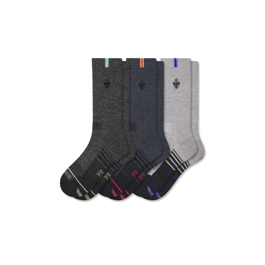 Men's Merino Wool Blend Run Calf Sock 3-Pack - Light Cushion