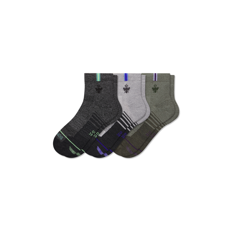 Men's Merino Wool Blend Run Quarter Sock 3-Pack - Daily Pick