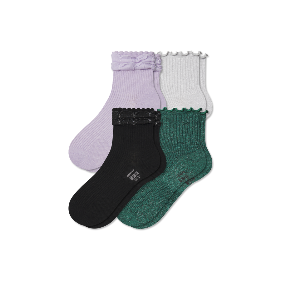 Wicked x Bombas Ruffle Quarter Sock 4-Pack - Light Cushion