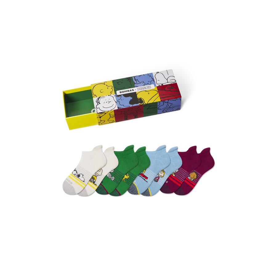 Peanuts x Bombas: Youth Ankle Sock 4-Pack Gift Box - Classic Ready
