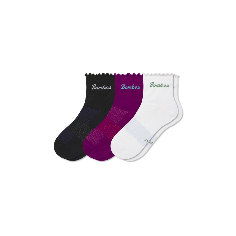 Women’s Ruffle Sport Quarter Sock 3-Pack - Daily Pick