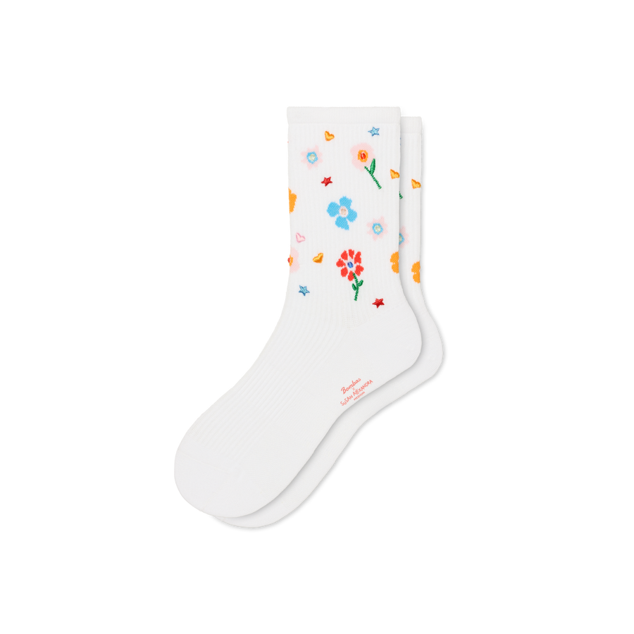 Bombas x Susan Alexandra Floral Embroidered Half Calf Socks - Daily Pick