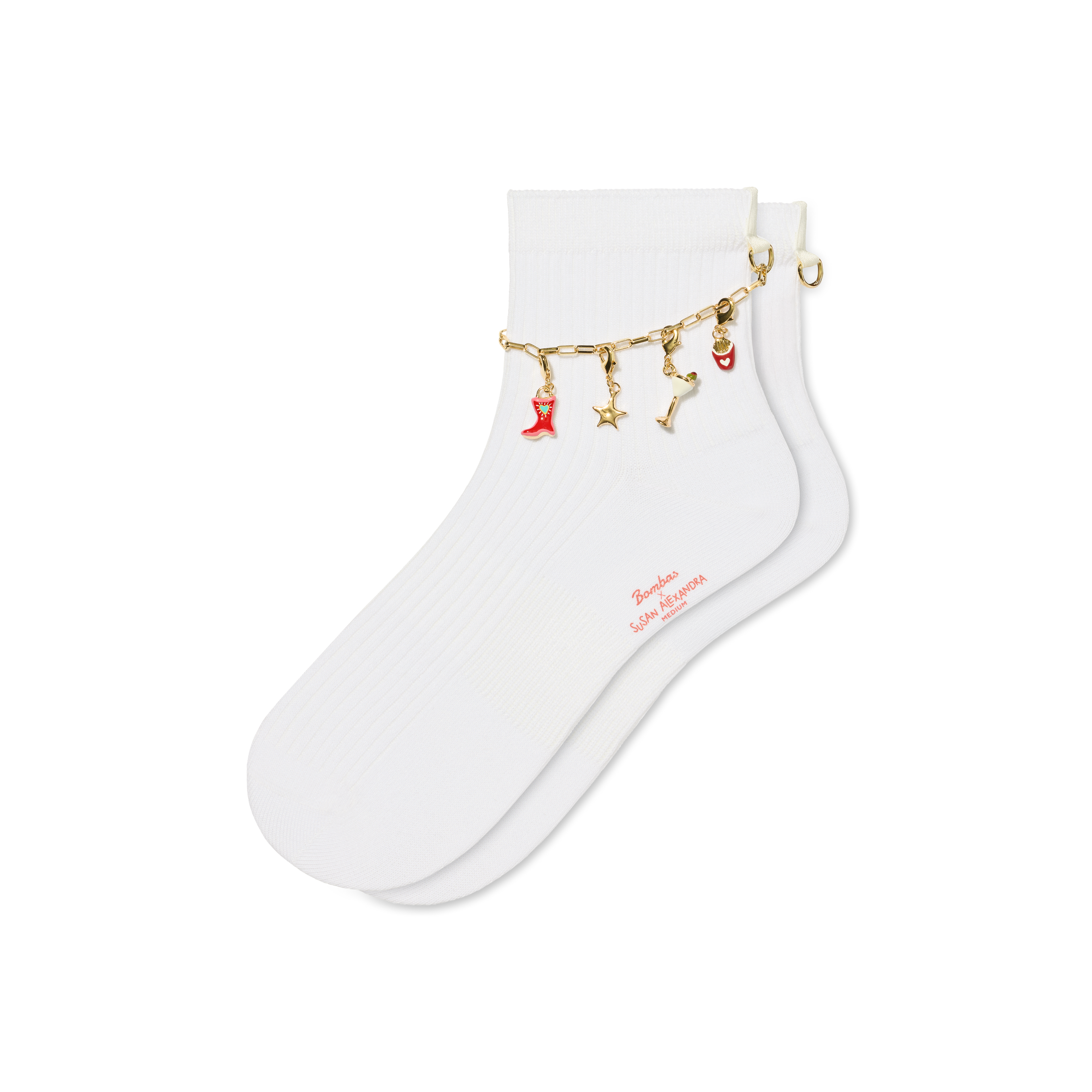 Lightweight Ribbed Quarter Socks - White L [10348]