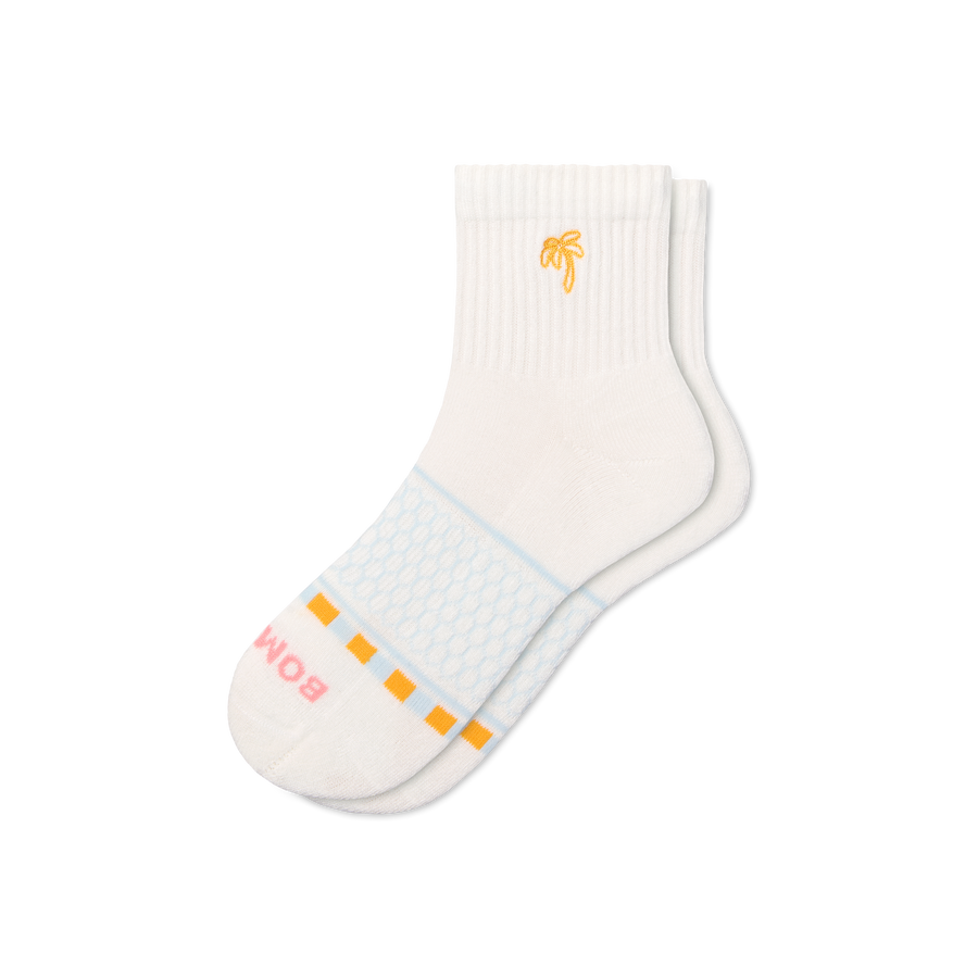 Women's Beach Day Embroidered Quarter Socks - Modern Touch
