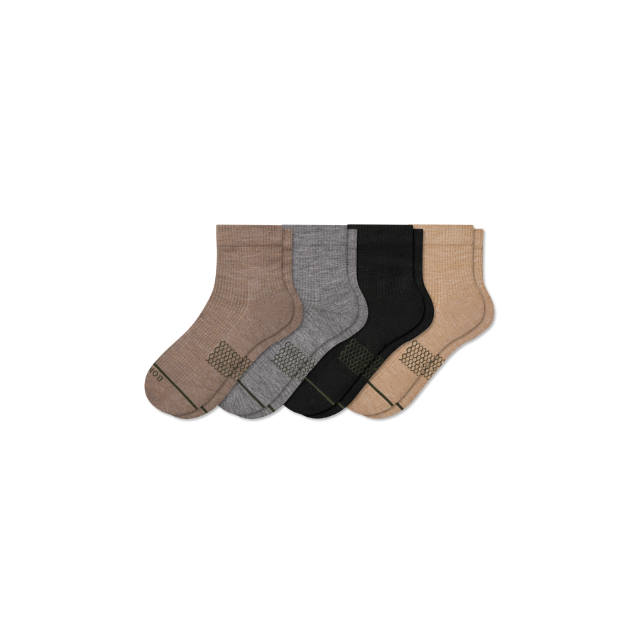 Women's Merino Wool Blend Modern Rib Quarter Sock 4-Pack - Fresh Choice