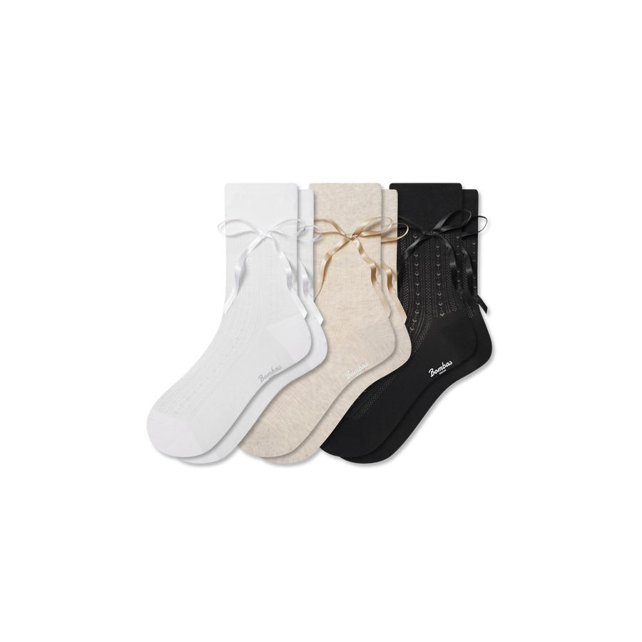 Women’s Bow Half Calf Sock 3-Pack - Simple Style