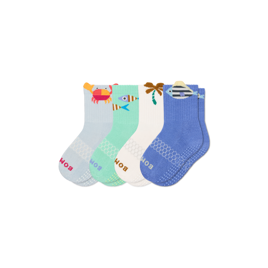 Junior Seaside Gripper Calf Sock 4-Pack - Soft Step
