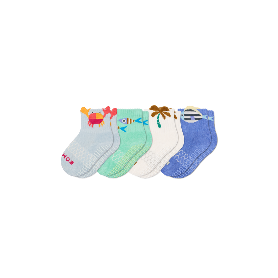 Toddler Seaside Gripper Calf Sock 4-Pack - Fresh Step