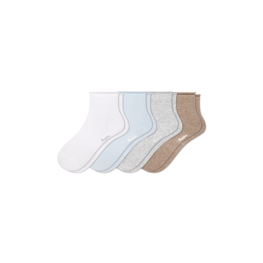 Women’s Roll Top Quarter Sock 4-Pack - Travel Pair