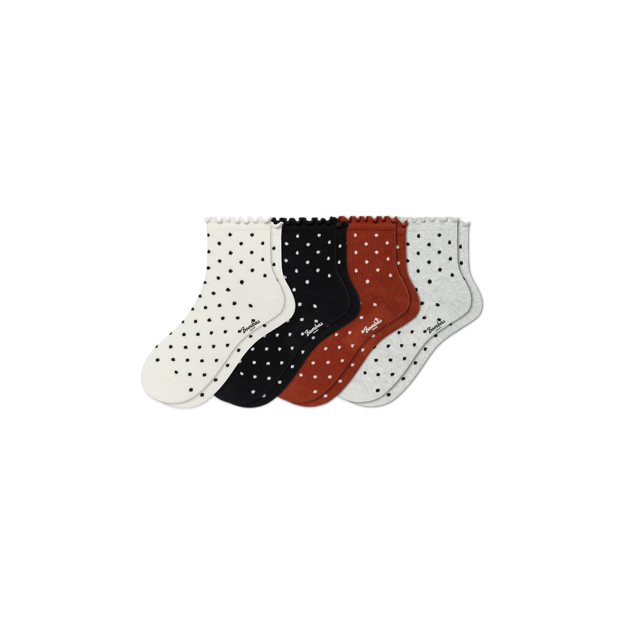 Women's Ruffle Rib Quarter Sock 4-Pack - Soft Step