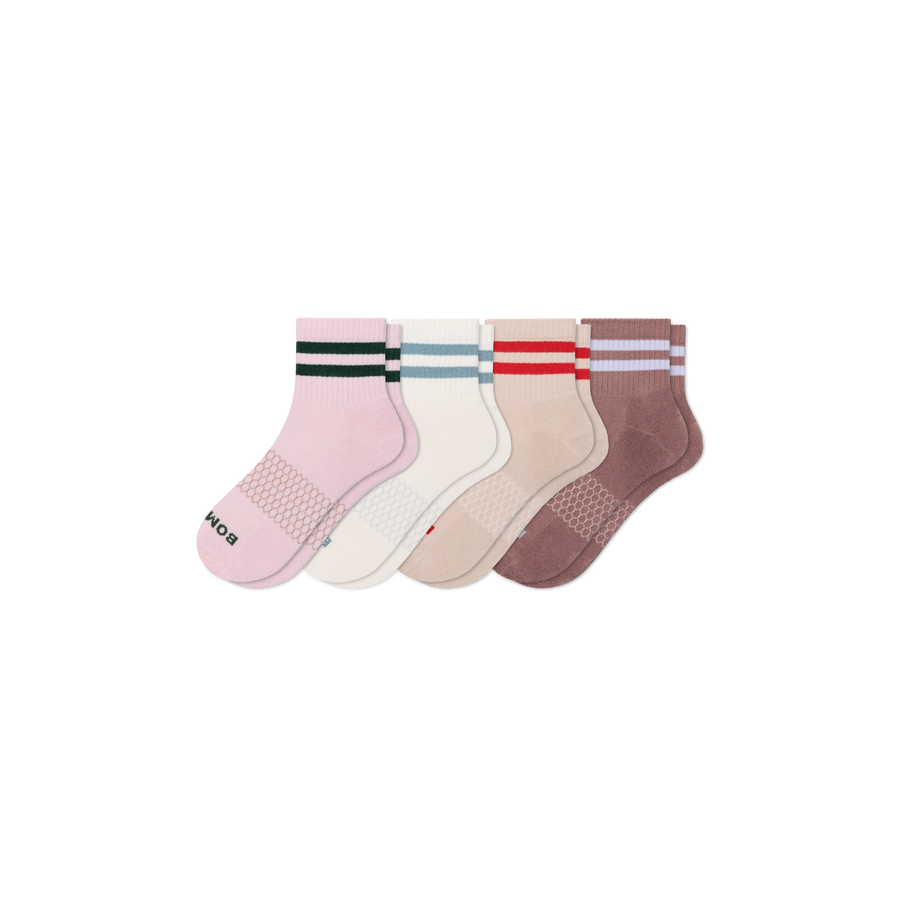 Women's Vintage Stripes Quarter Sock 4-Pack - Daily Cushion