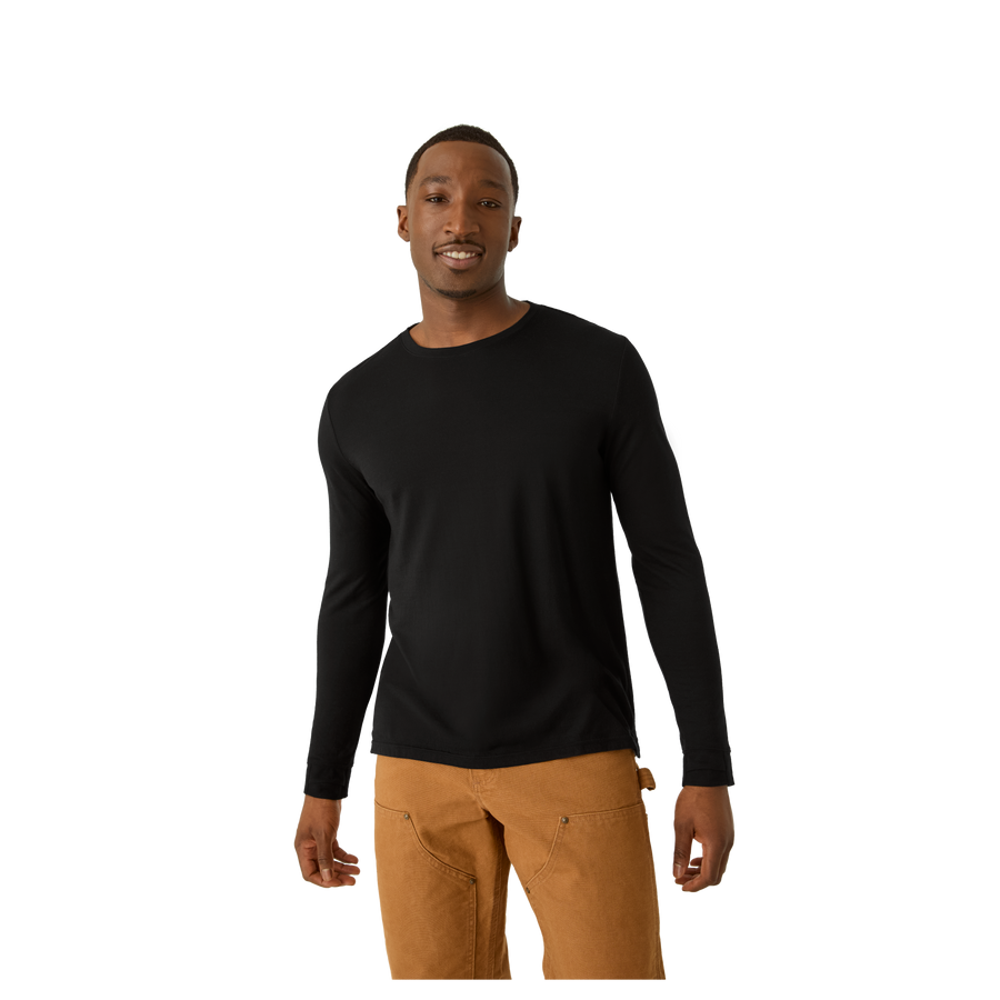 Men's Merino Wool Blend Crew Neck Long Sleeve T-Shirt - Ready Pick