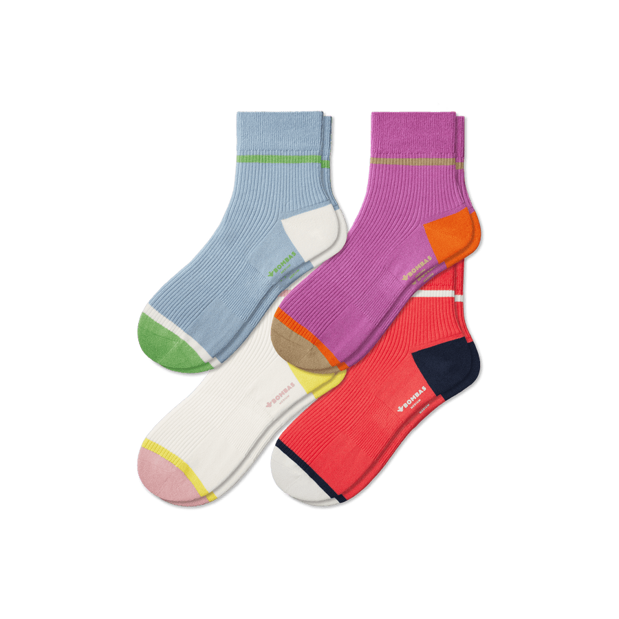 Women's Ribbed Quarter Sock 4-Pack - Travel Pair