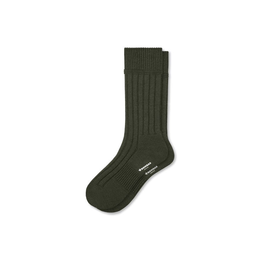 Men's Merino Cashmere Blend Rib Calf Socks - Fresh Choice