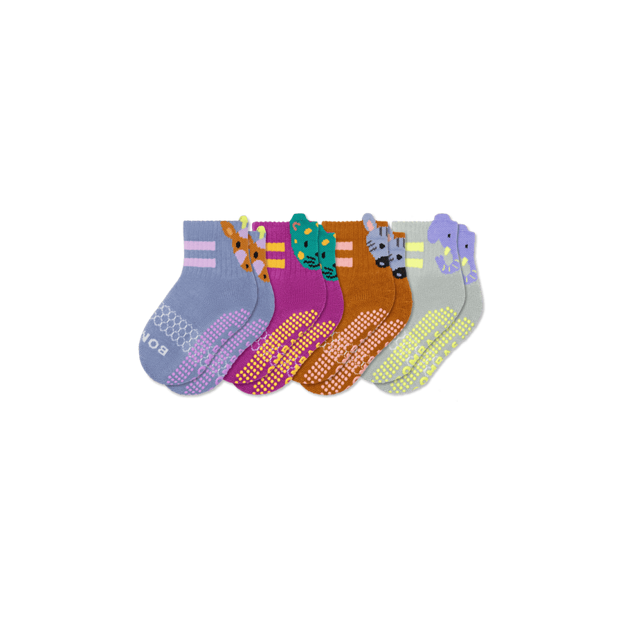 Toddler Safari Stripe Gripper Calf Sock 4-Pack - Everyday Pair