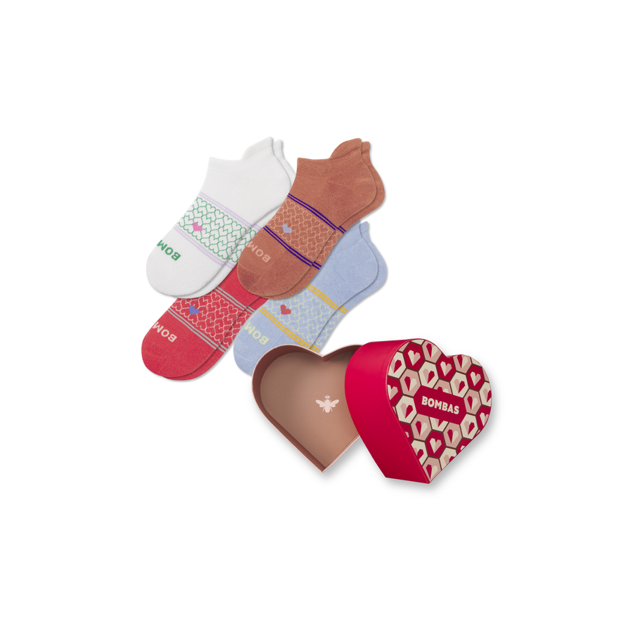 Women's Hearts Ankle Sock 4-Pack Gift Box - Clean Finish
