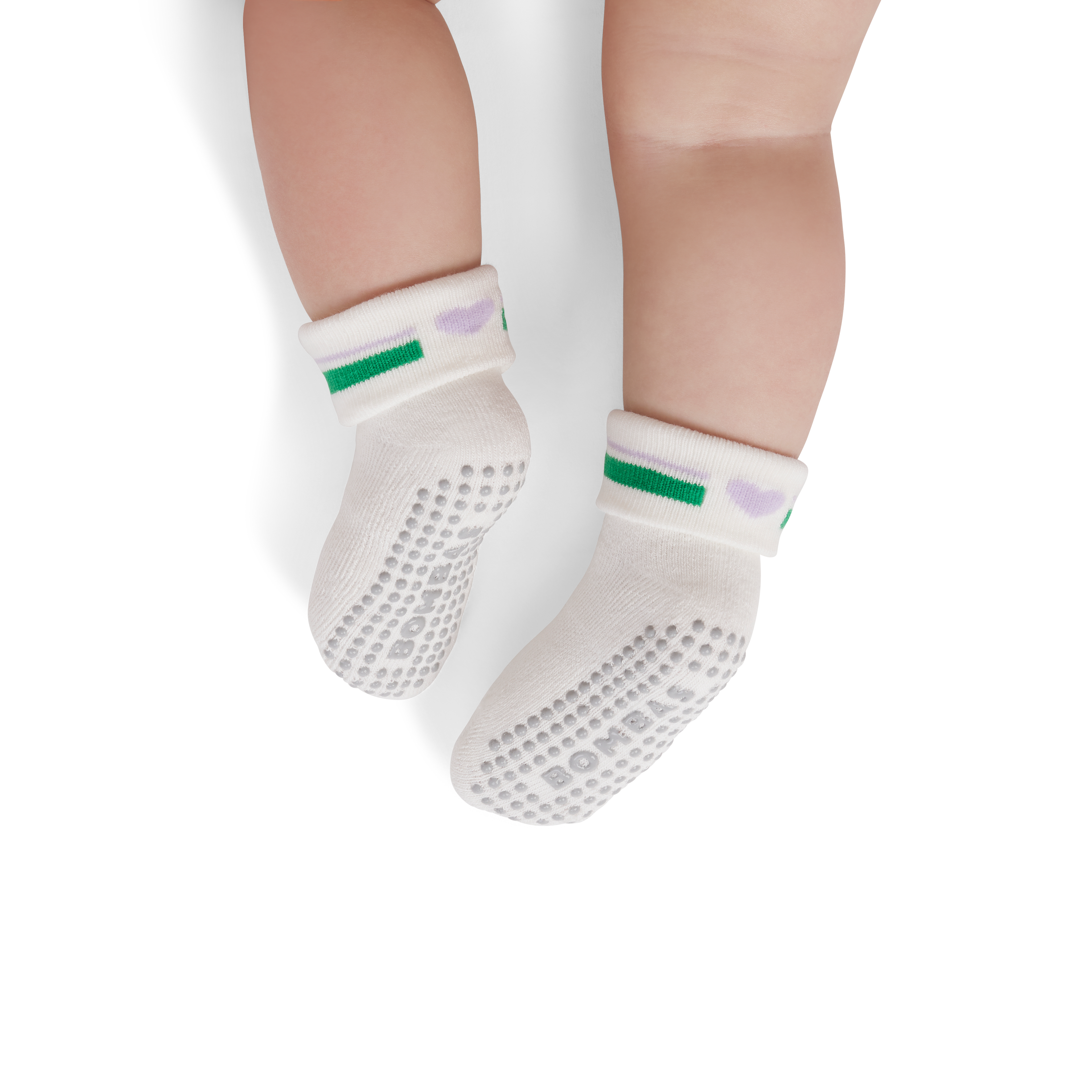 Valentine's Gripper Calf Socks (6-12 Months) - Soft White / Jungle BO1 [8656]