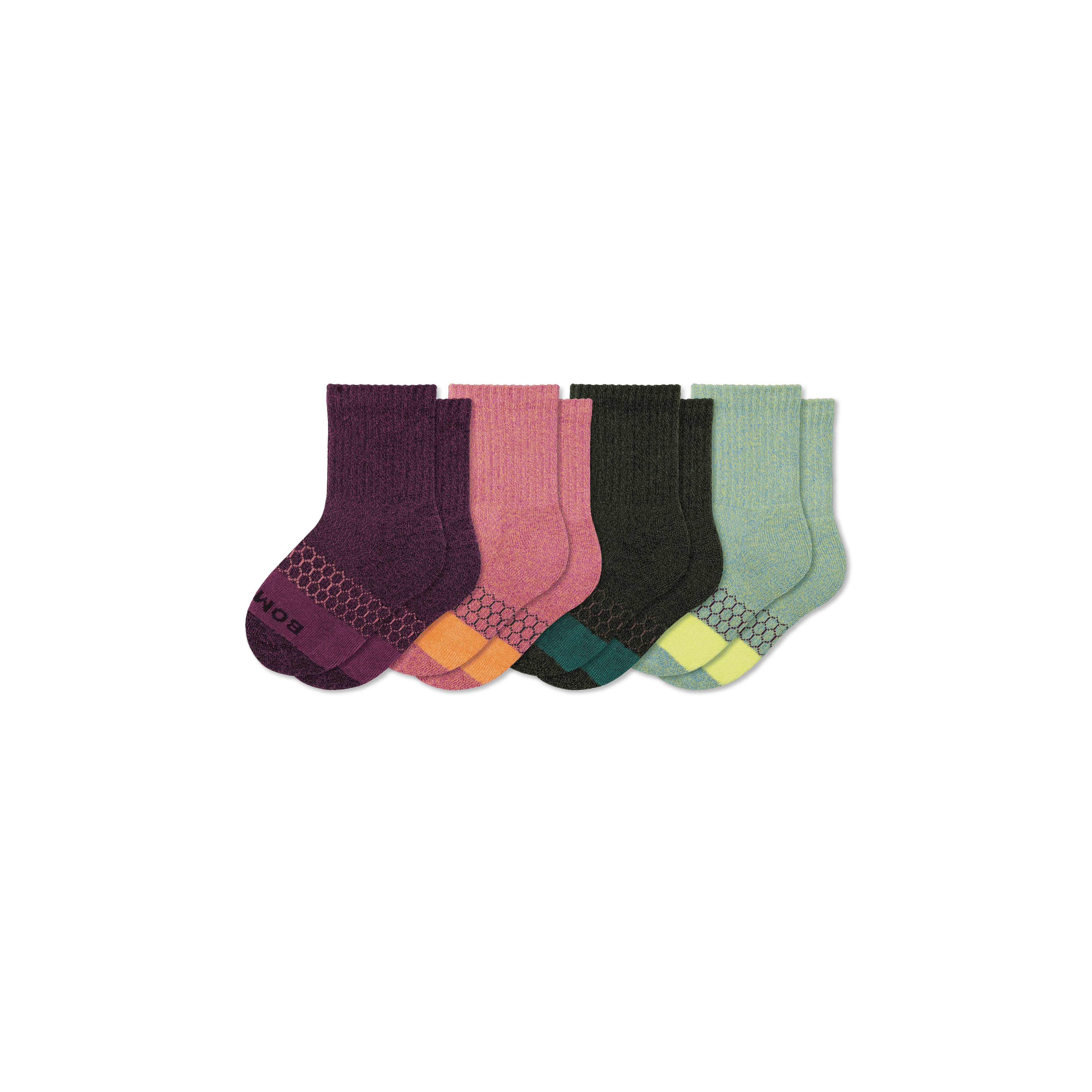 Junior Marl Calf Sock 4-Pack - Peach Plum Mix L [8772]