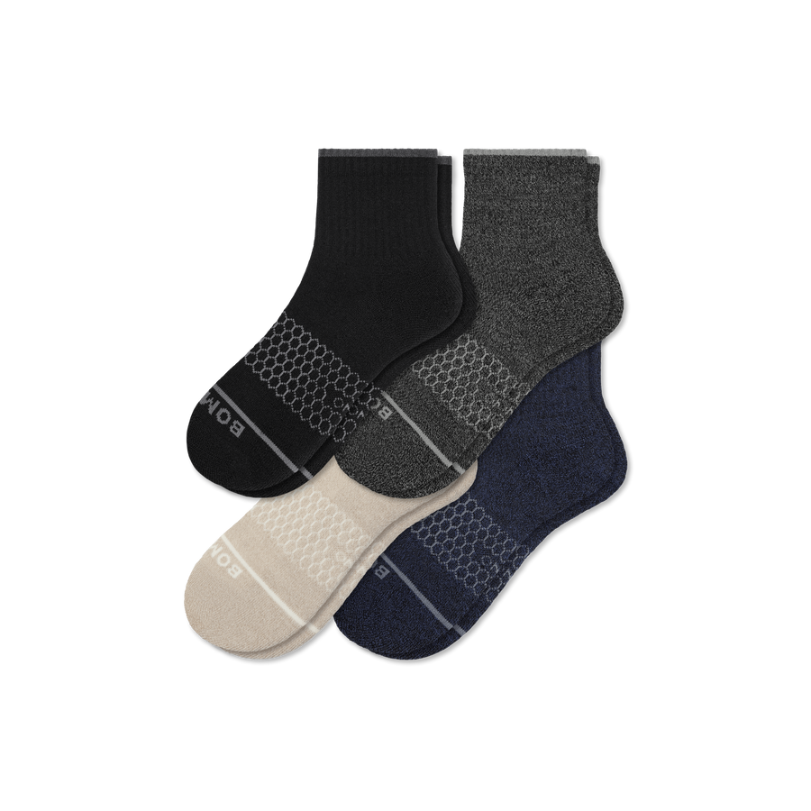 Men's Merino Wool Blend Quarter Sock 4-Pack - Daily Step