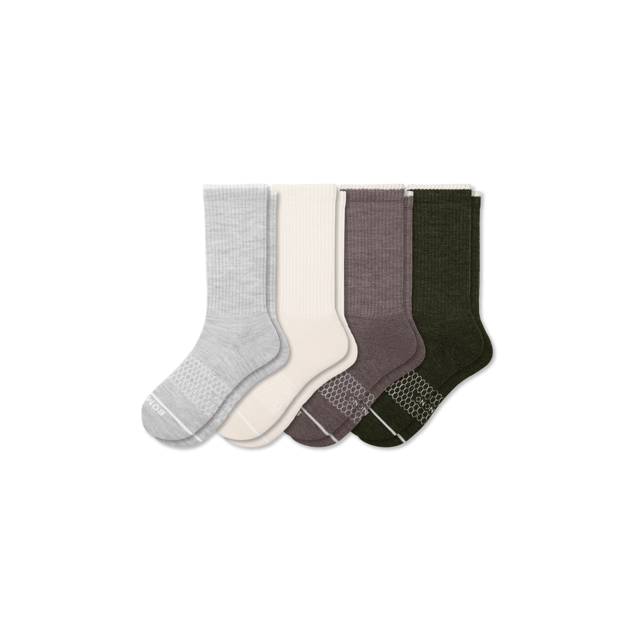 Men's Merino Wool Blend Calf Sock 4-Pack - All Day Fit