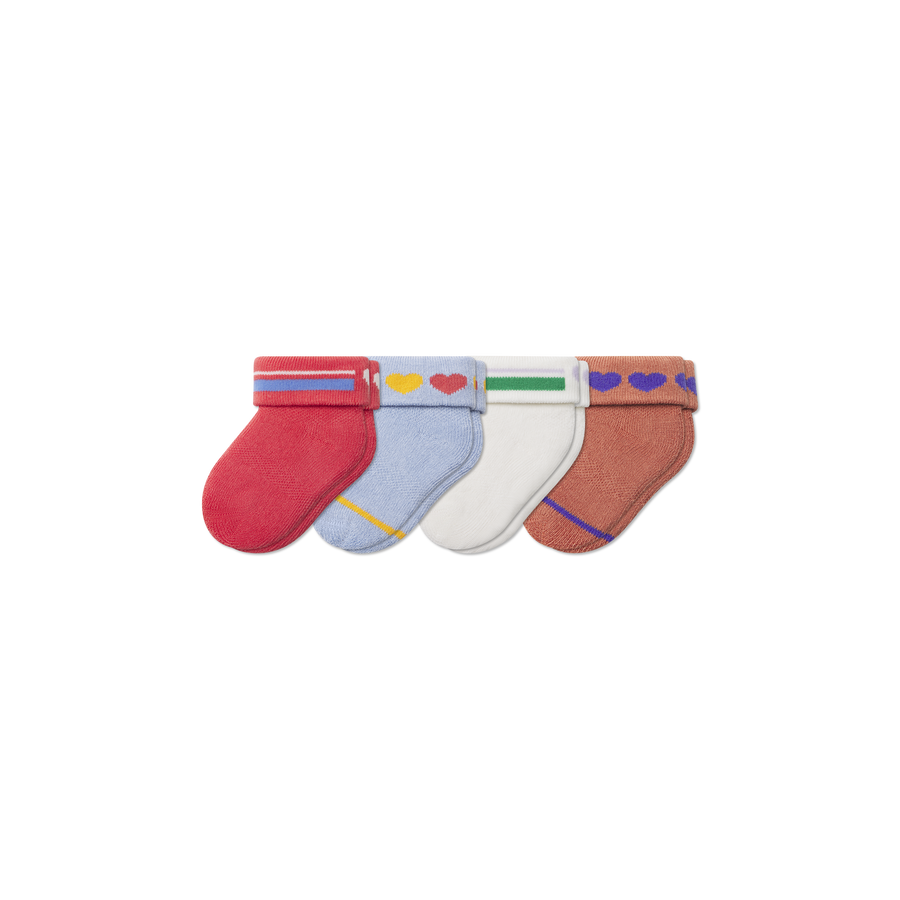 Baby Hearts Sock 4-Pack (0-6 Months) - Simple Style