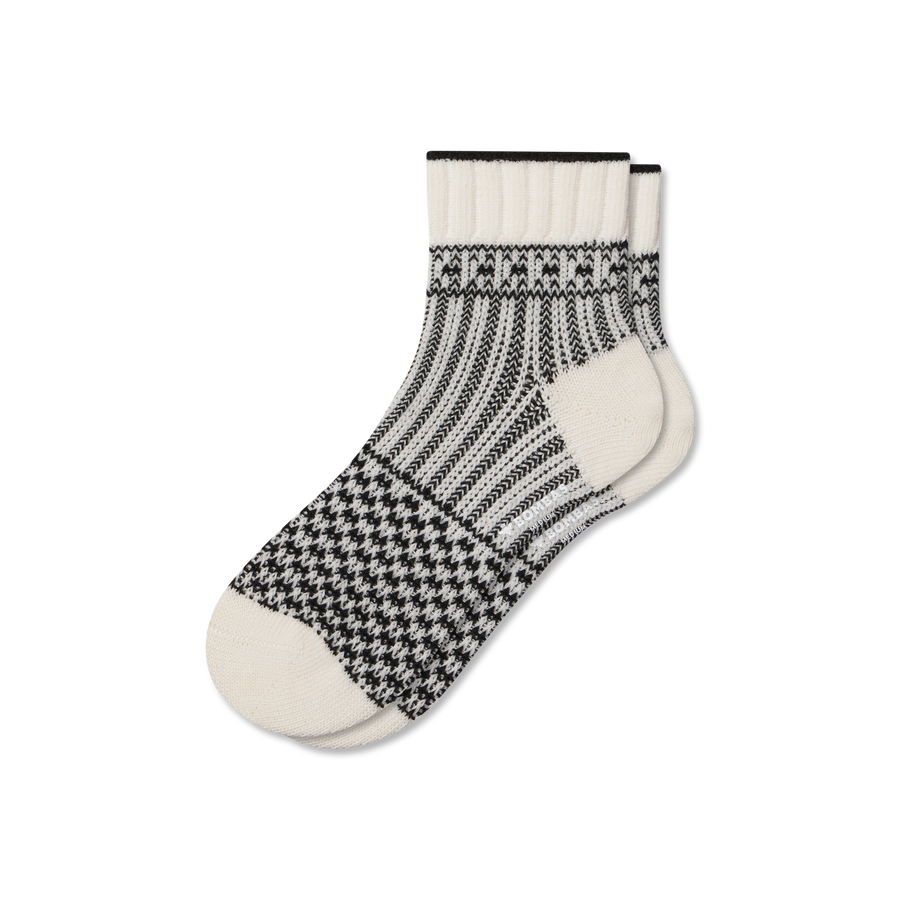 Women's Merino Wool Blend Sweater Quarter Socks - Light Cushion