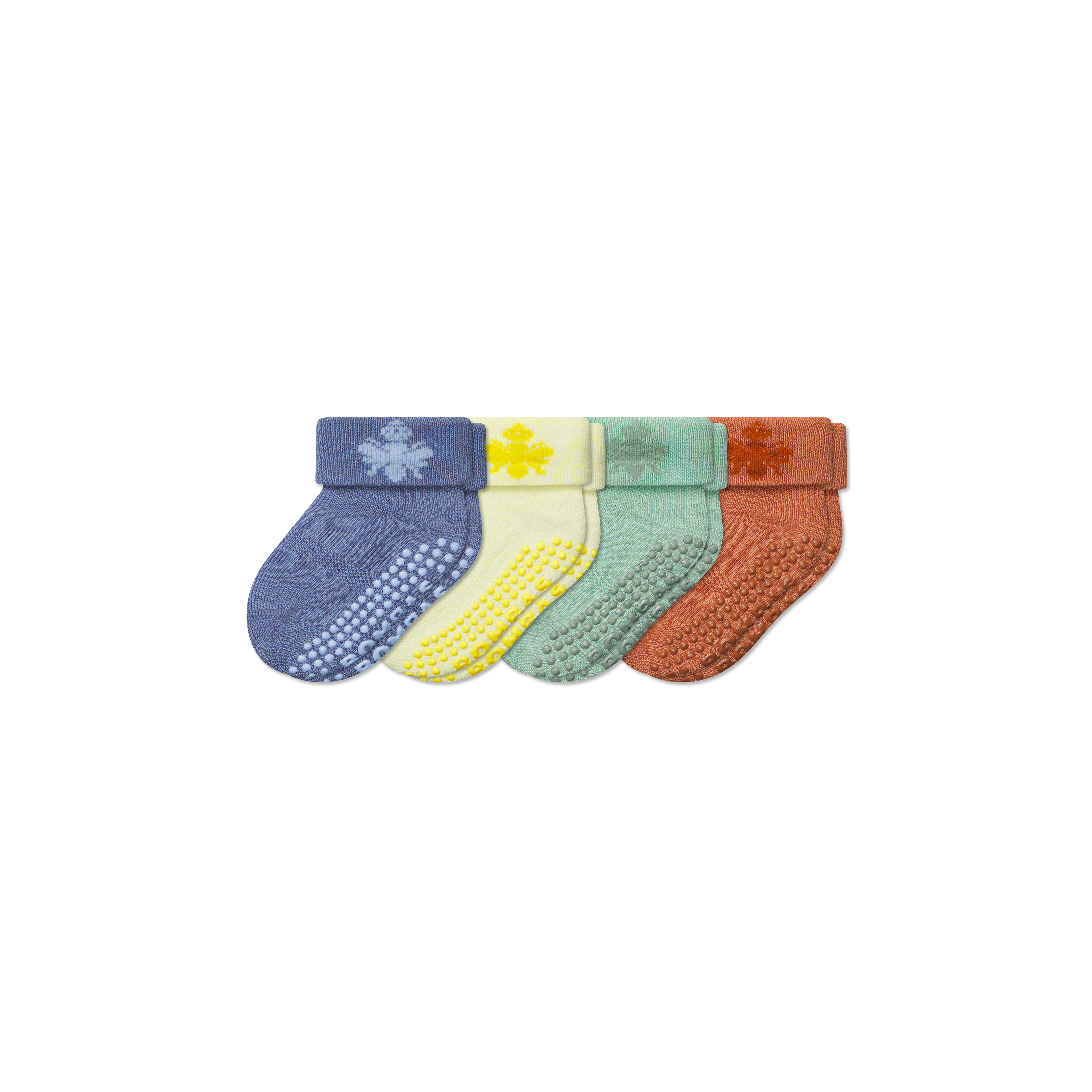 Baby Gripper Socks 4-pack (6-12 Months) - blue jade mix L [9890]