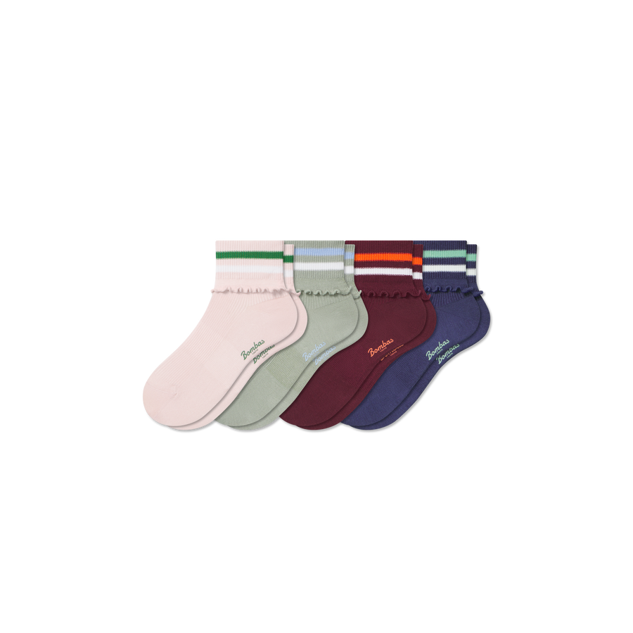 Youth Ruffle Quarter Sock 4-Pack - Daily Step