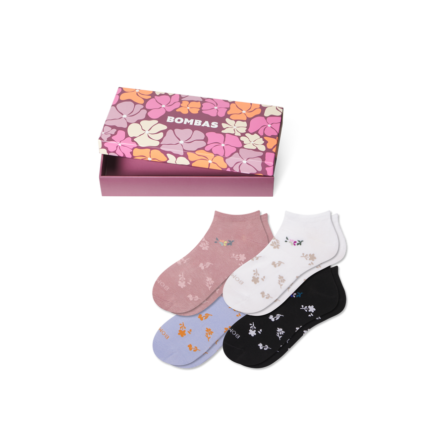 Women's Floral Ankle Sock 4-Pack Gift Box - Modern Touch