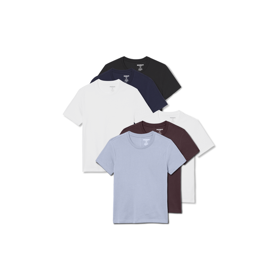 Women's Pima Cotton Slim Crew Neck T-Shirt 6-Pack - Weekend Pair