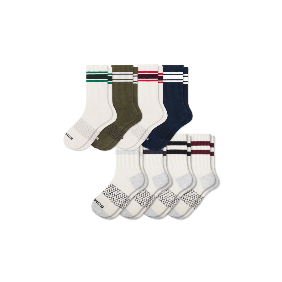 Men's Vintage Stripes Half Calf Sock 8-Pack - Simple Style