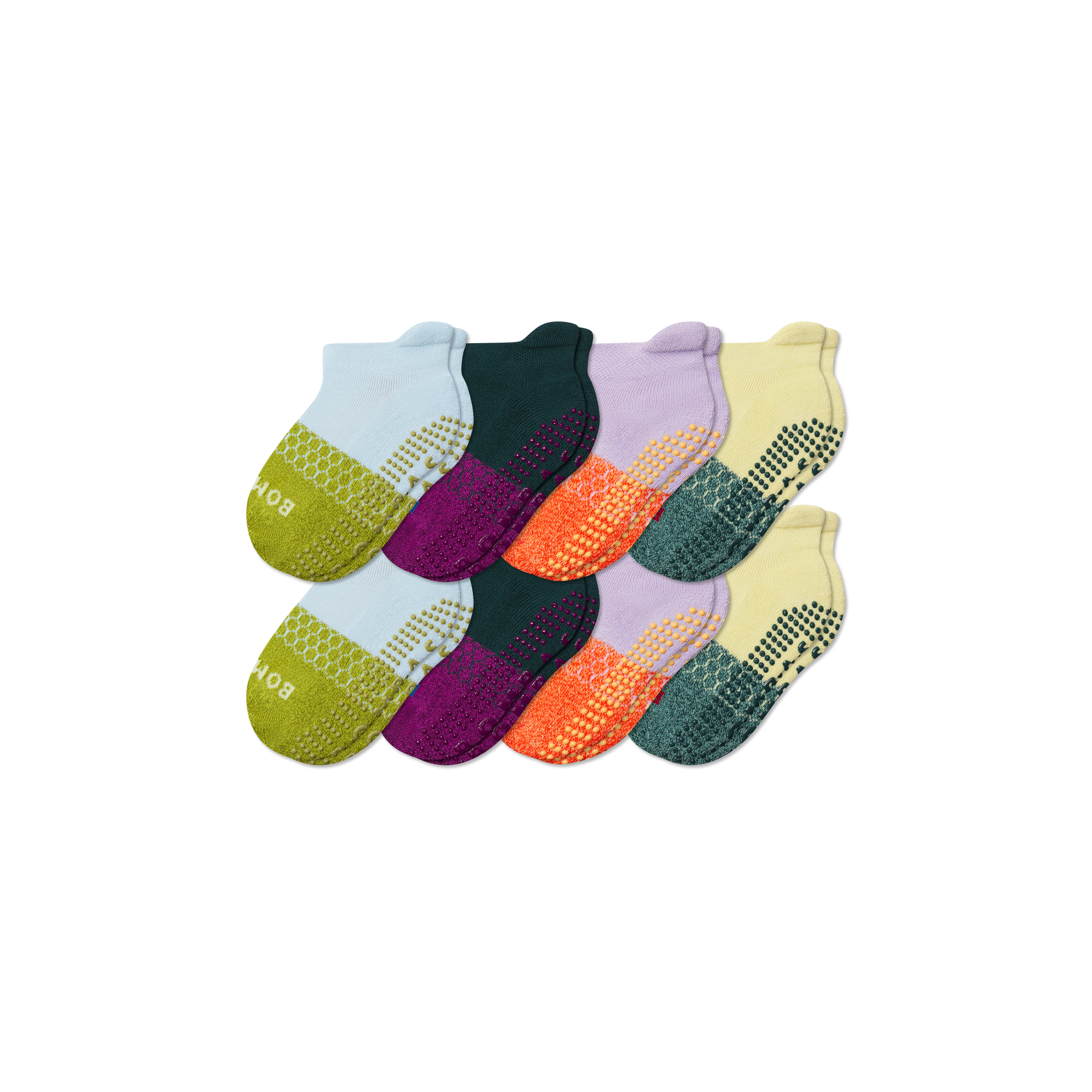 Junior Gripper Ankle Sock 8-Pack - Glacier Yellow Mix L