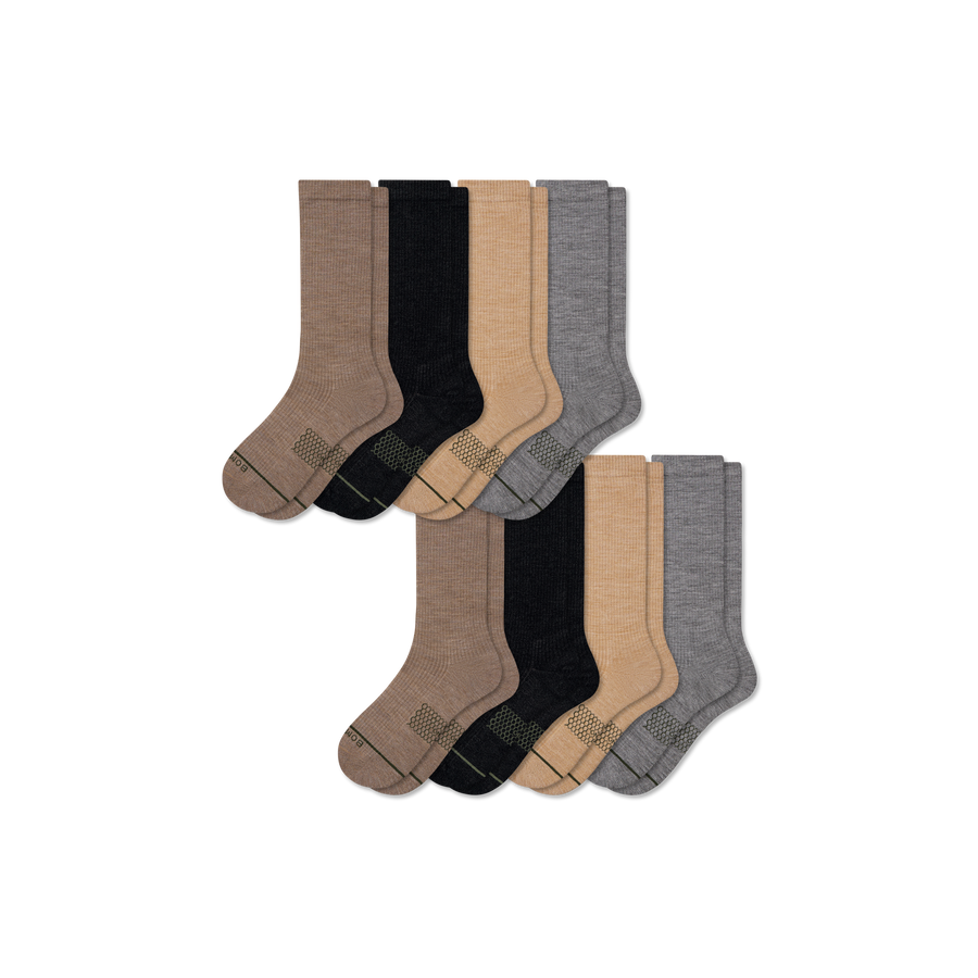 Men's Merino Wool Blend Modern Rib Calf Sock 8-Pack - Soft Step