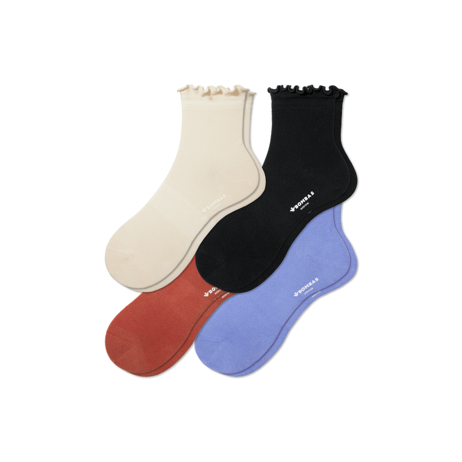 Women's Frill Quarter Sock 4-Pack - Premium Pick