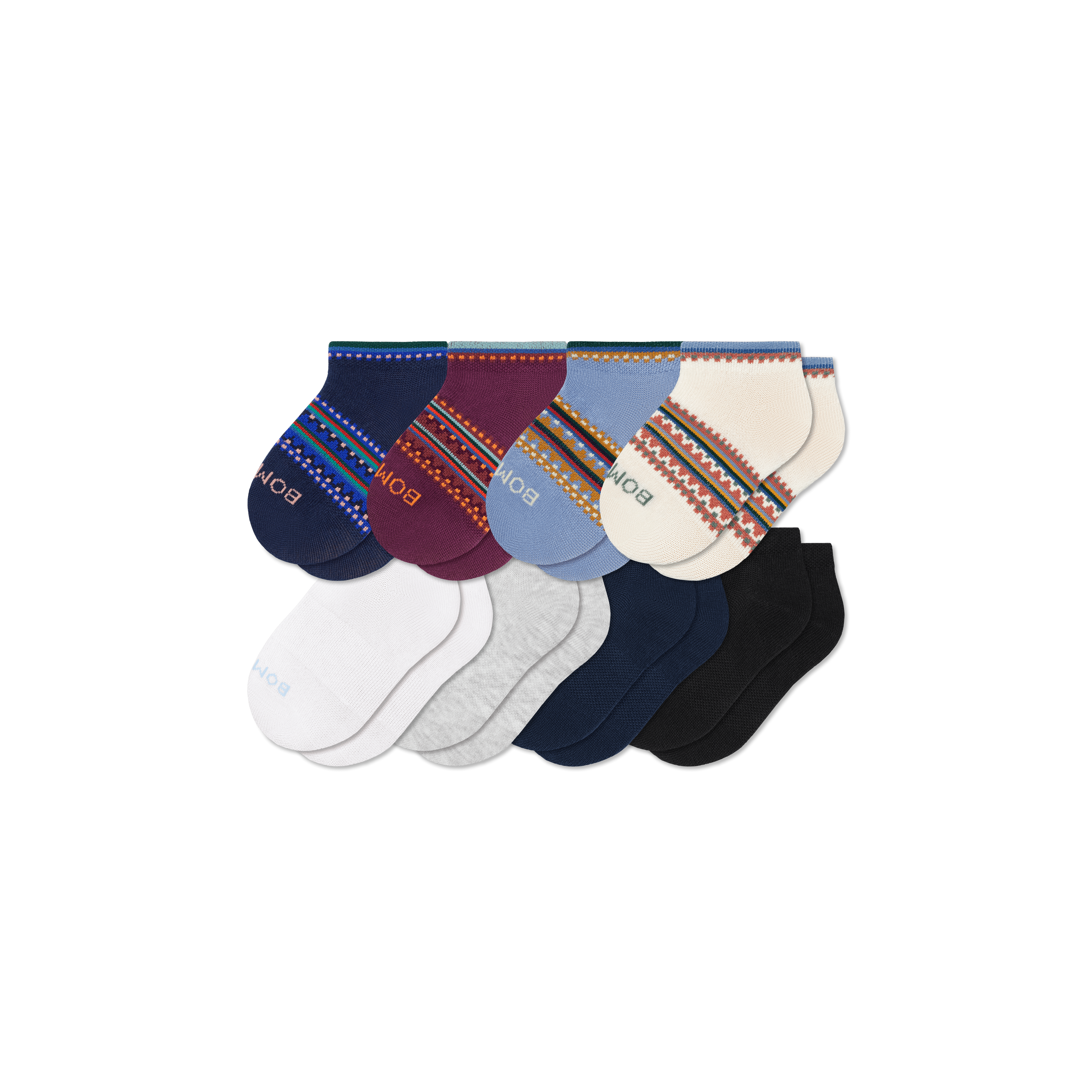 Junior Lightweight Ankle Sock 8-Pack - Ivory Fjord Multi Mix