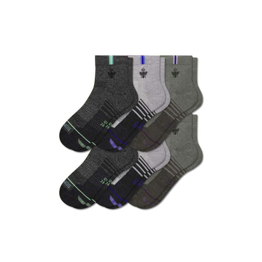 Women's Merino Wool Blend Run Quarter Sock 6-Pack - Travel Pair