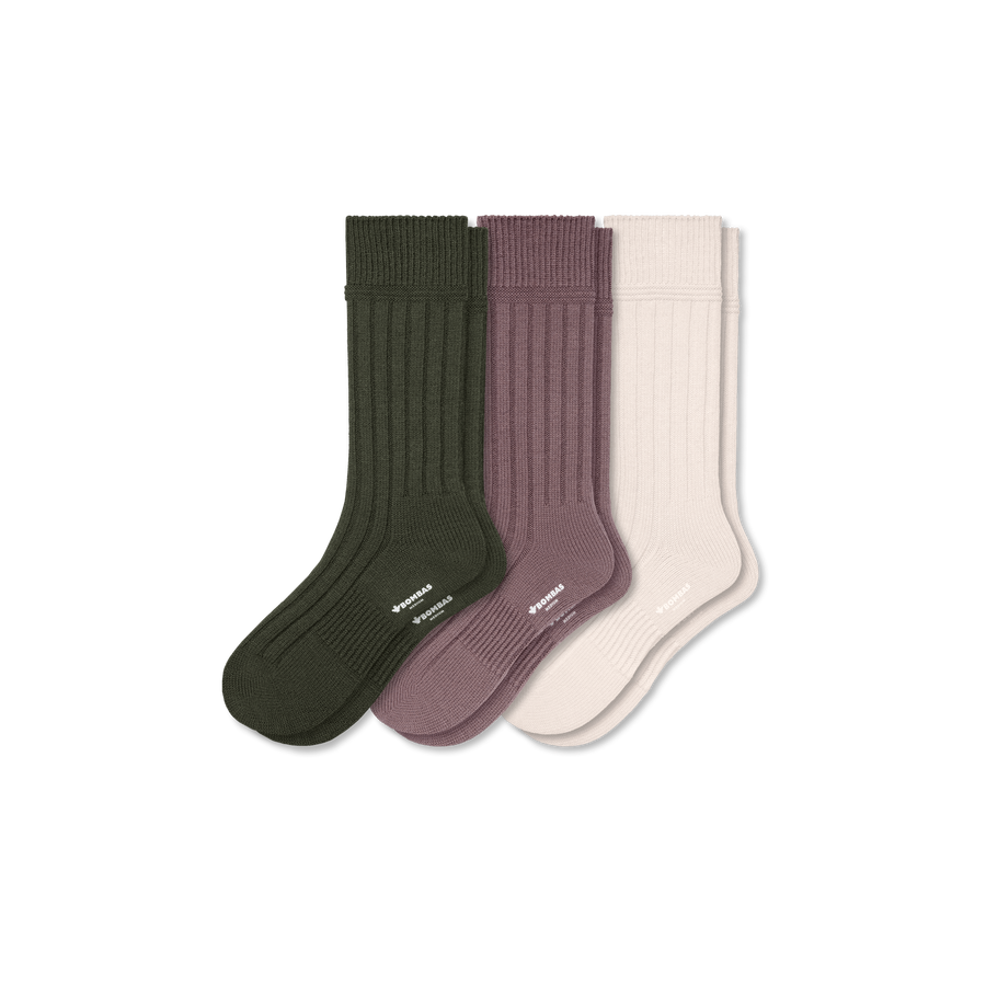 Men's Merino Blend Rib Calf Sock 3-Pack - Light Cushion