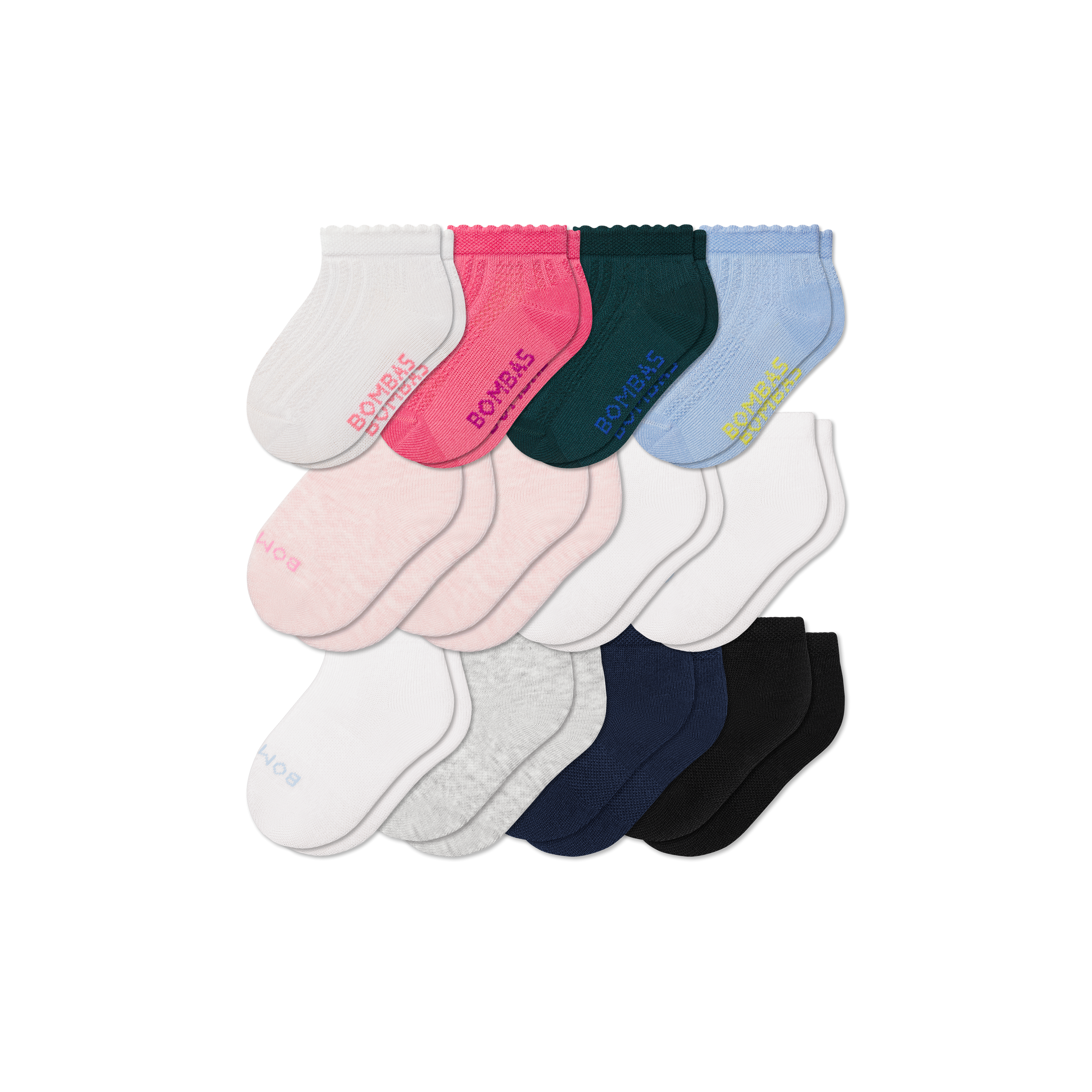 Junior Lightweight Ankle Sock 12-Pack - Pink Neutrals Mix L