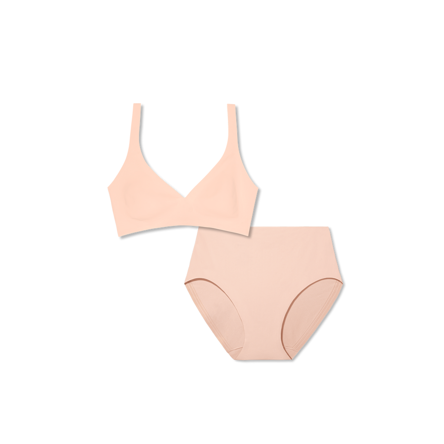 Women’s No Show Plunge Bralette + High Rise Brief Pack - Modern Touch