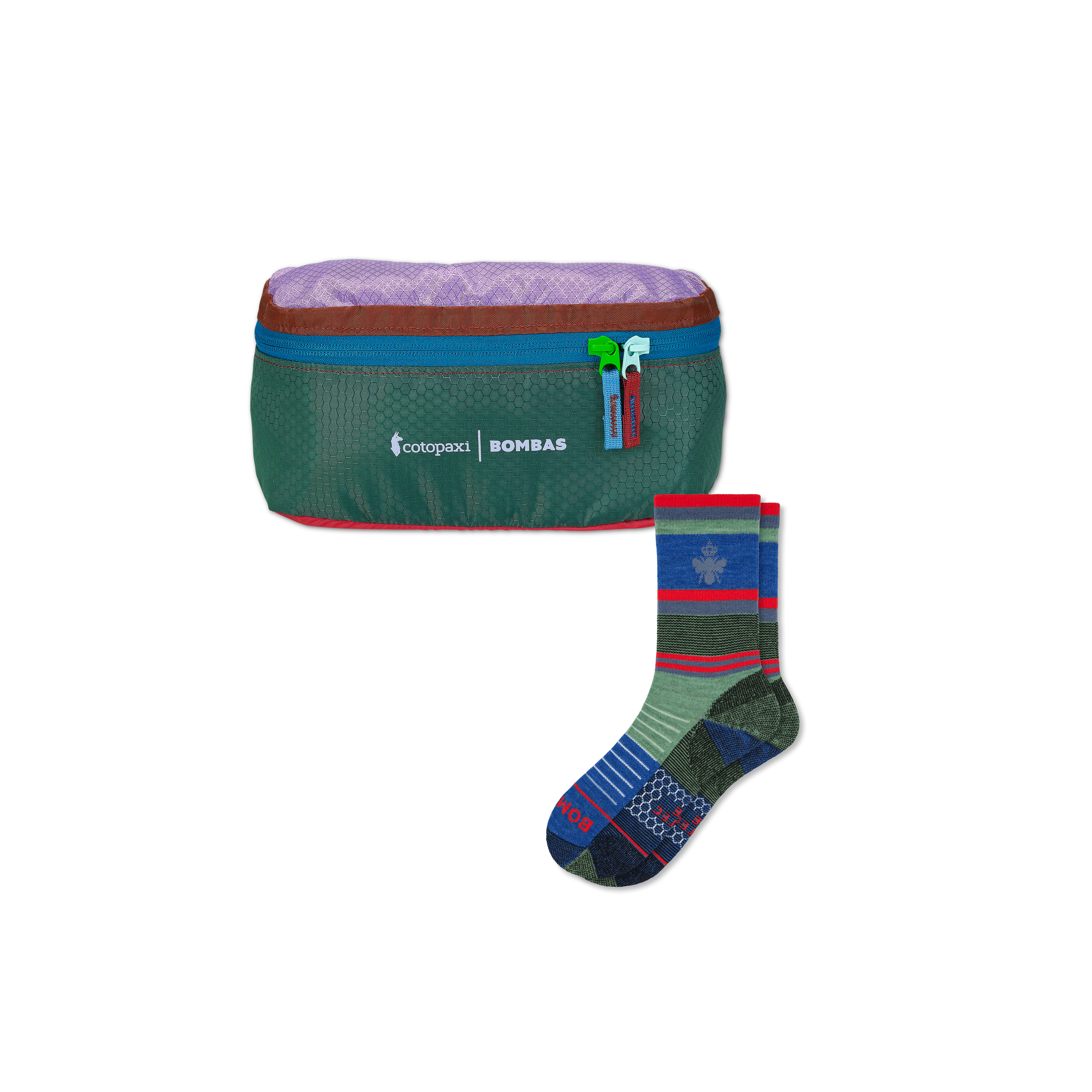 Cotopaxi x Bombas Merino Wool Blend Hiking Calf Sock & Fanny Pack - Surprise L