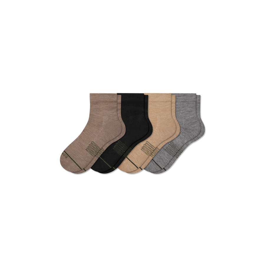 Men's Merino Wool Blend Modern Rib Quarter Sock 4-Pack - Daily Pick