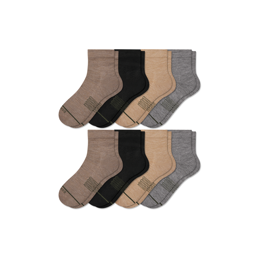 Men's Merino Wool Blend Modern Rib Quarter Sock 8-Pack - Easy Choice